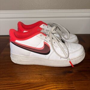 Kids Size 6.5 Nike Red and White Air Sneakers